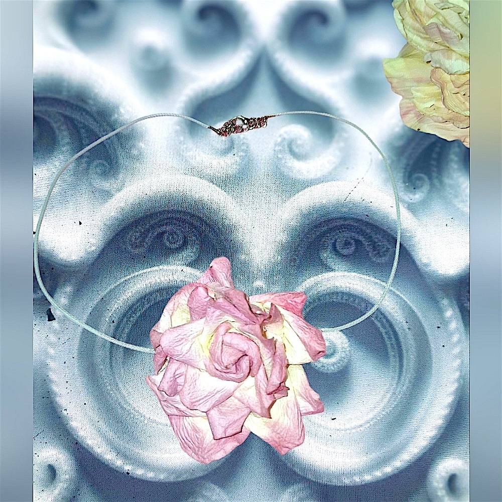 Hand Crafted Pink Rose Pendant Necklace